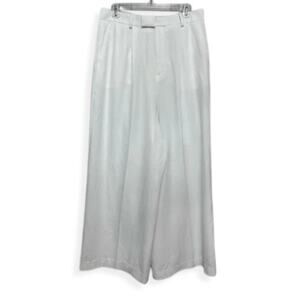 ASOS Design Palazzo Flowy Pants High Rise 4 Pockets Zip Closure White 32 NWOT